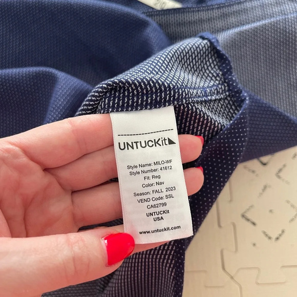 UntuckIt Milo wrinkle free gingham button down shirt XL - Picture 5 of 7